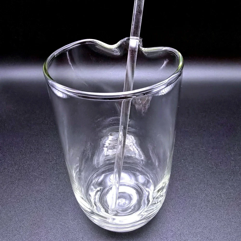 Hand Blown Clear Glass Heart Rim Cocktail Mixing Pitcher with Glass Stir Rod‎